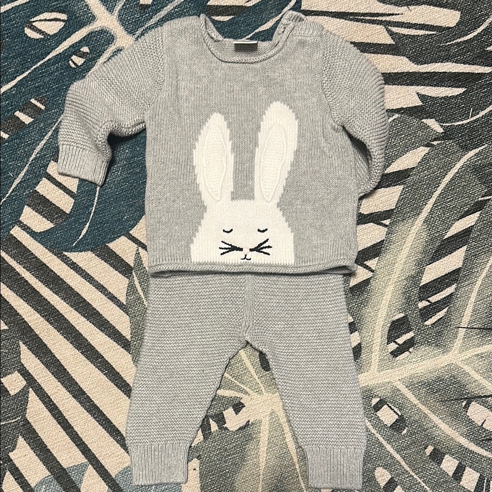 Gray Bunny Sweater and Pants Set